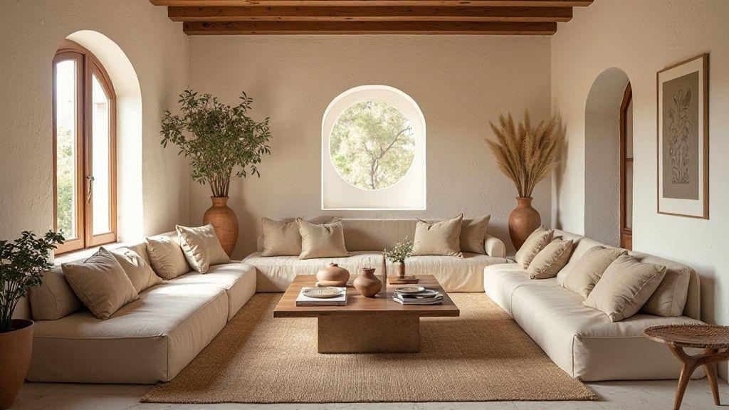 sala-estilo-mediterraneo-moveis-tecidos-e-tons-neutros